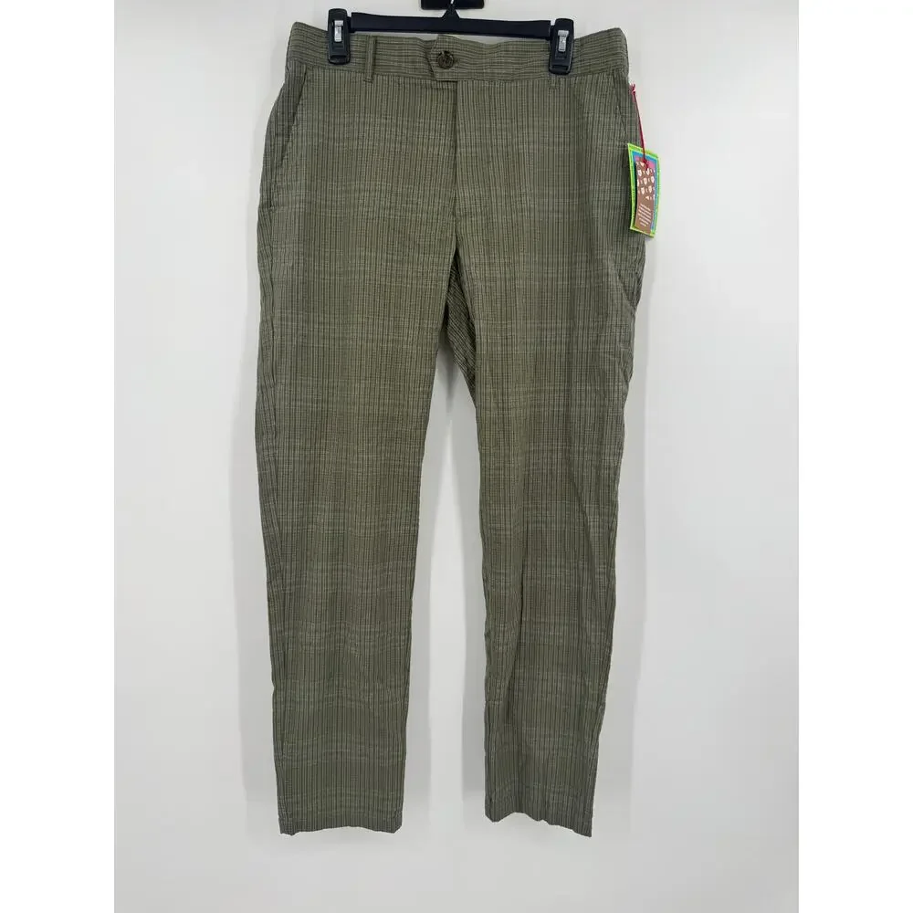 Houston White Mens Plaid Straight Suit Pants Olive Green Trousers Medium